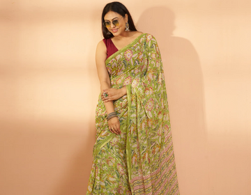 Hand Block Print Saree | Pure Chiffon: Timeless Beauty for Every Occasion