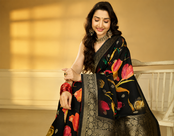 Elevate Your Ethnic Style with the Tussar Pure Viscose Silk Floral Print Saree