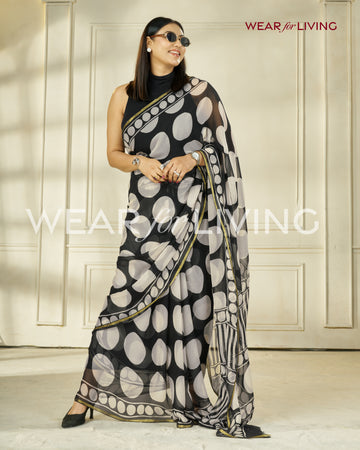 Hand Block Print Saree | Pure Chiffon