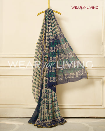Hand Block Print Saree | Pure Chiffon