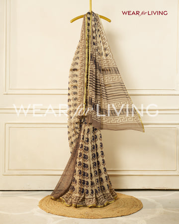 Hand Block Print Saree | Pure Chiffon