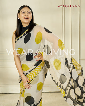 Hand Block Print Saree | Pure Chiffon