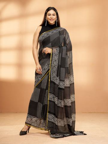 Hand Block Print Saree | Pure Chiffon