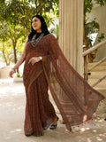 Ajrakh Kota Doria Saree (block printed using natural dyes)