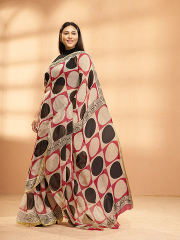 Hand Block Print Saree | Pure Chiffon