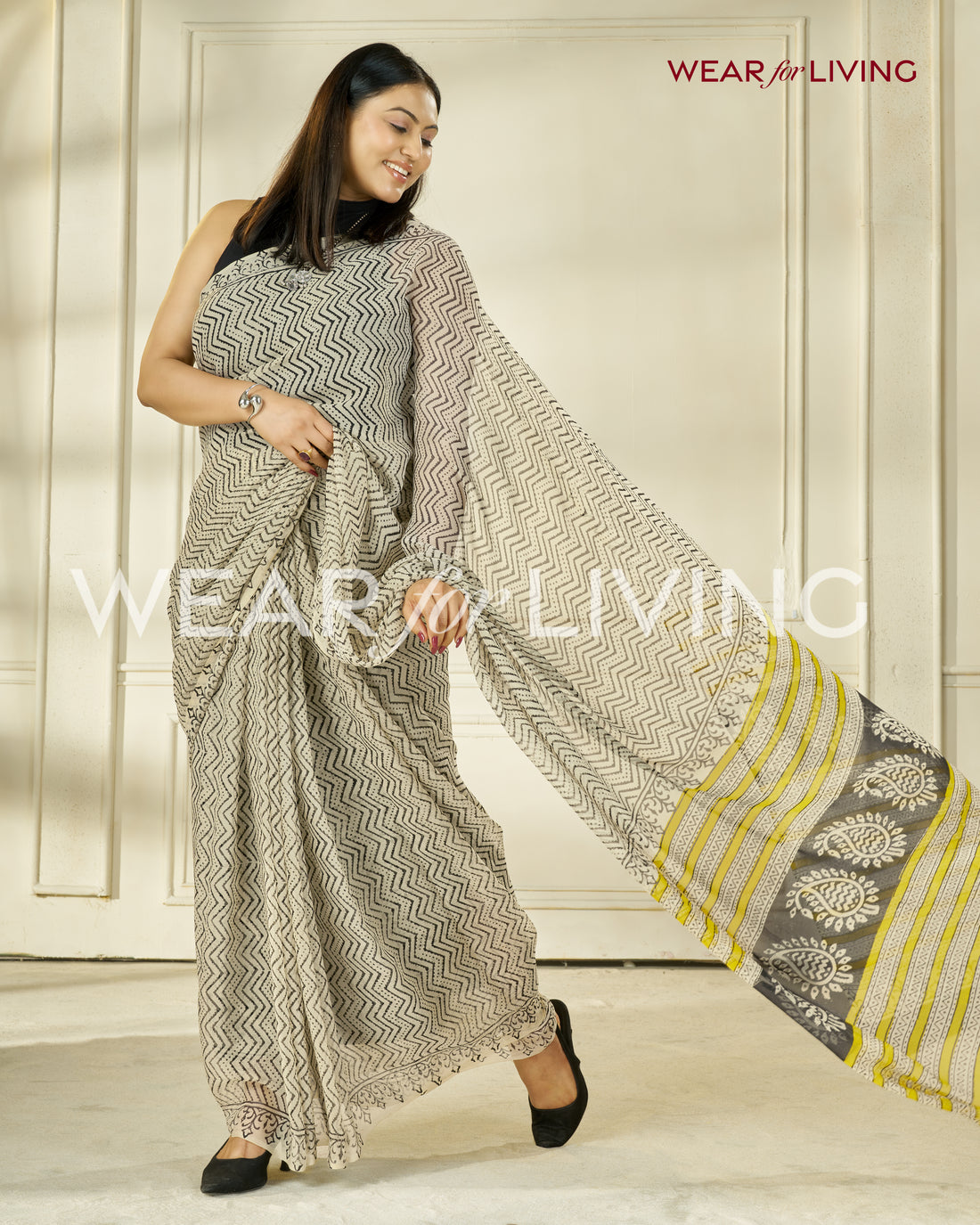Hand Block Print Saree | Pure Chiffon