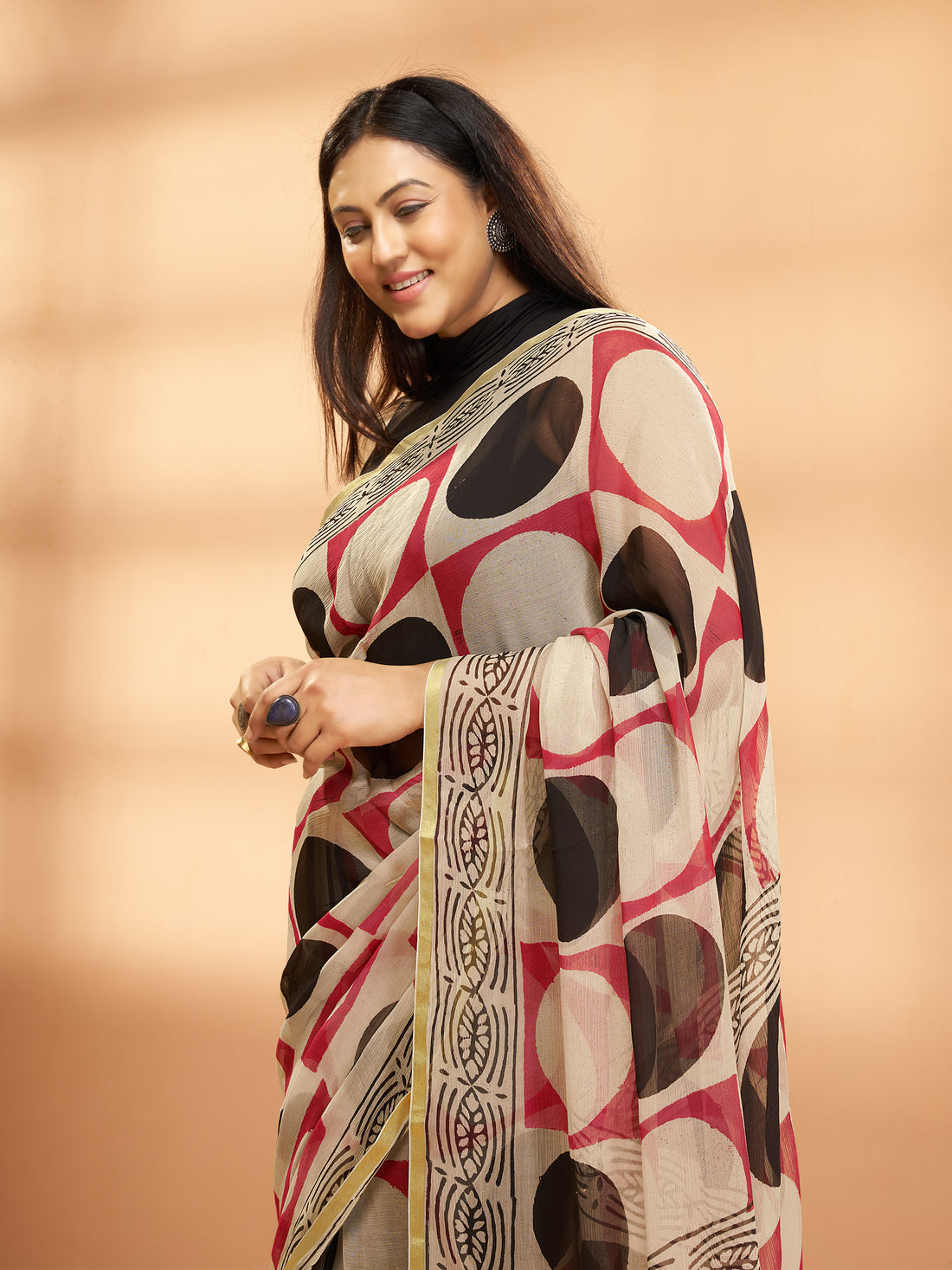 Hand Block Print Saree | Pure Chiffon
