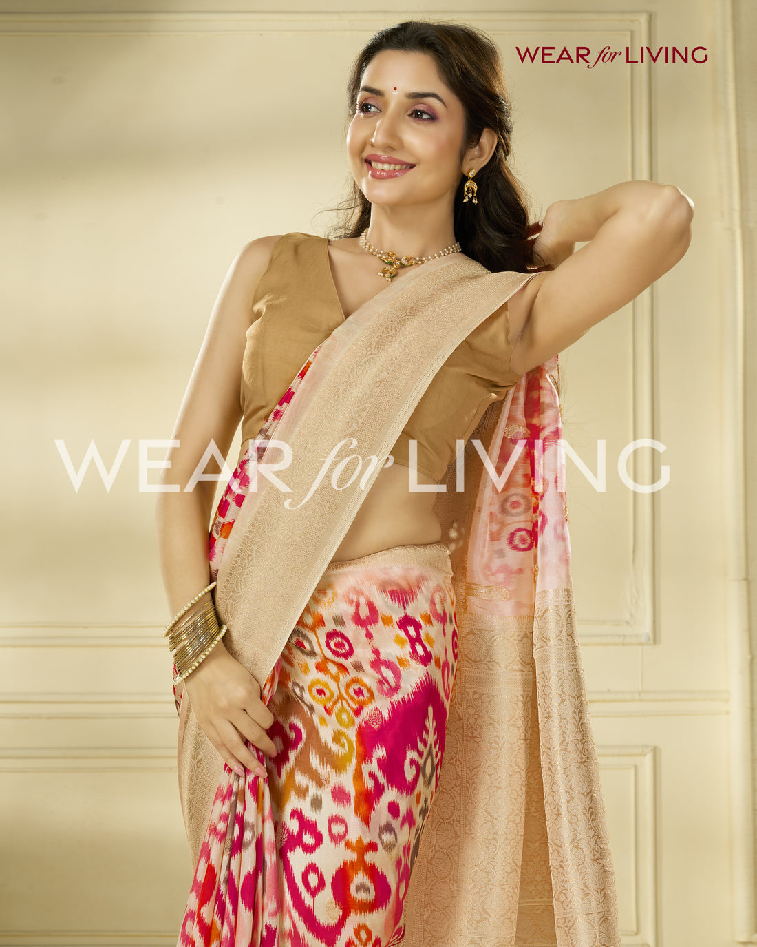 TUSSAR PURE VISCOSE SILK IKKAT PRINT SAREE