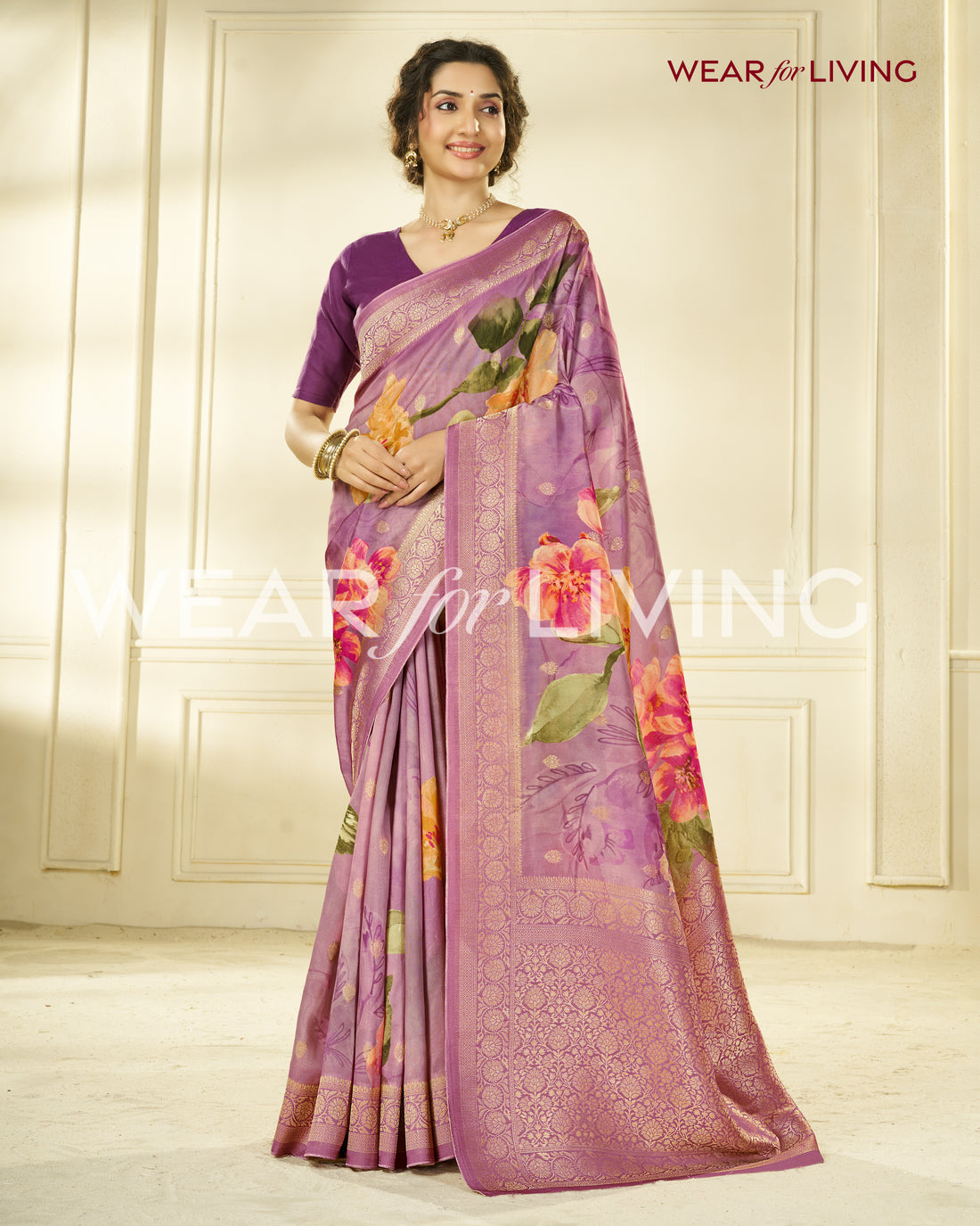 TUSSAR PURE VISCOSE SILK FLORAL PRINT SAREE