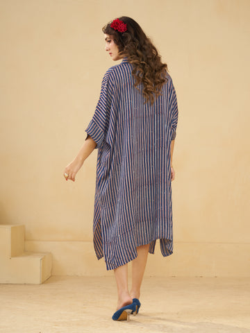 Blue stripes Oversized Long Shirt Dress