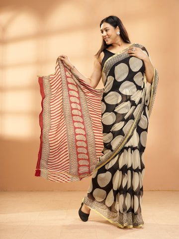 Hand Block Print Saree | Pure Chiffon
