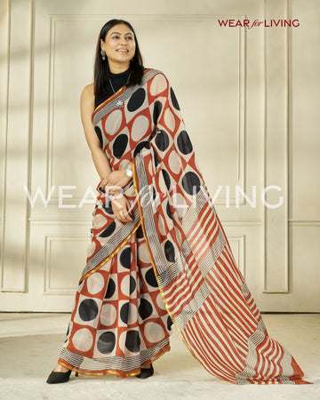 Hand Block Print Saree | Pure Chiffon