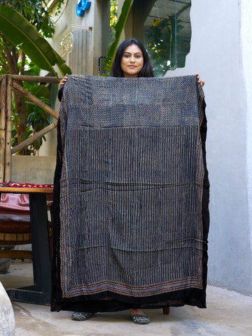 Black-block Ajrakh print crepe kaftan material
