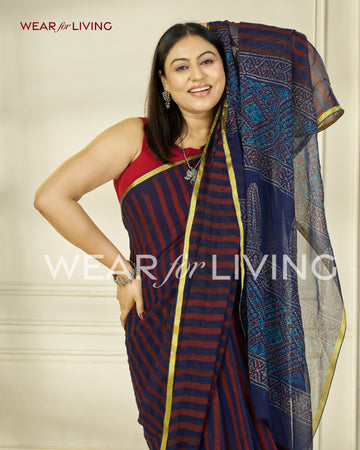 Hand Block Print Saree | Pure Chiffon