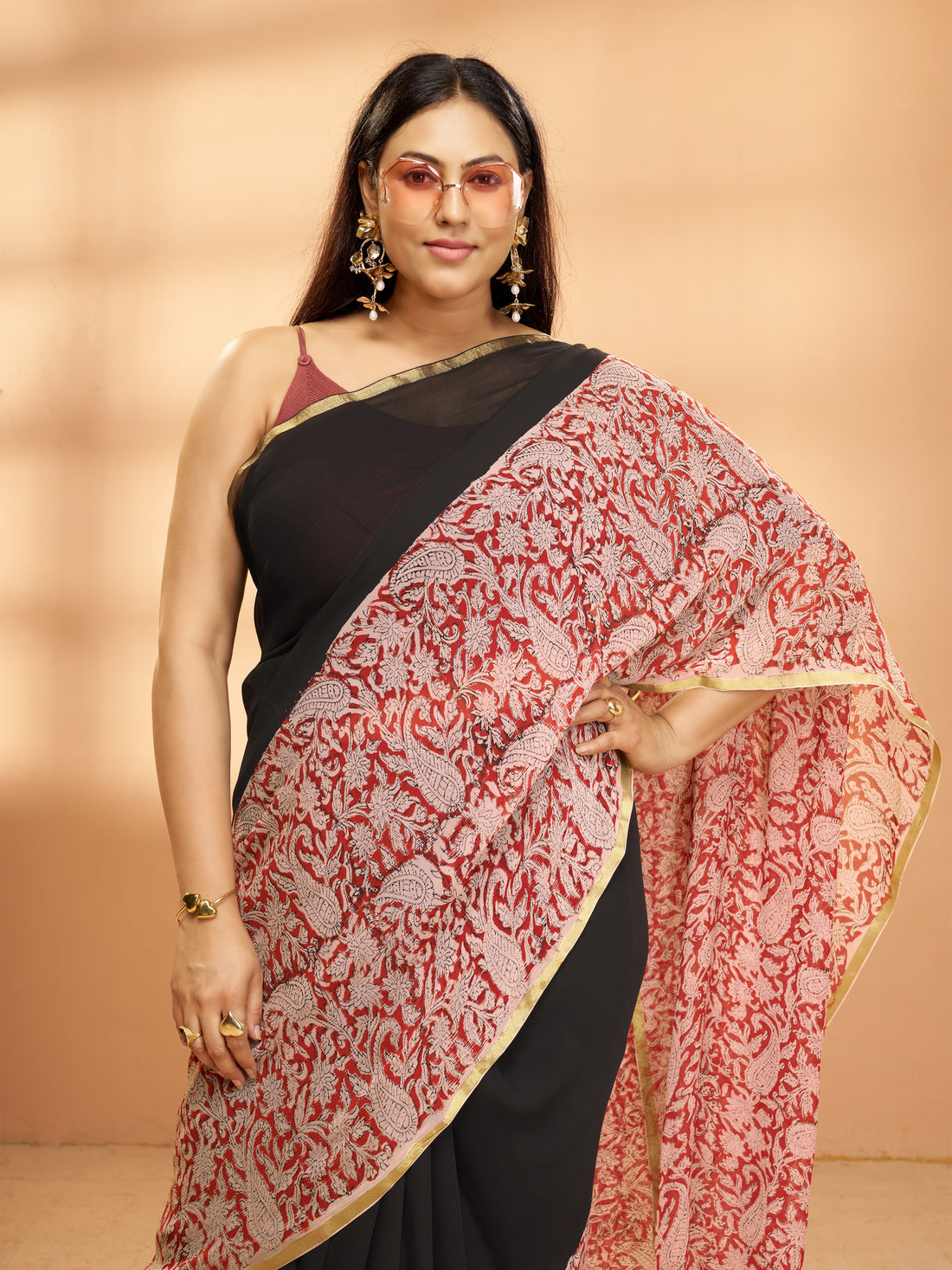 Hand Block Print Saree | Pure Chiffon