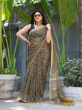 Ajrakh Kota Doria Saree (block printed using natural dyes)