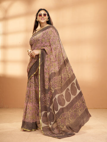 Hand Block Print Saree | Pure Chiffon