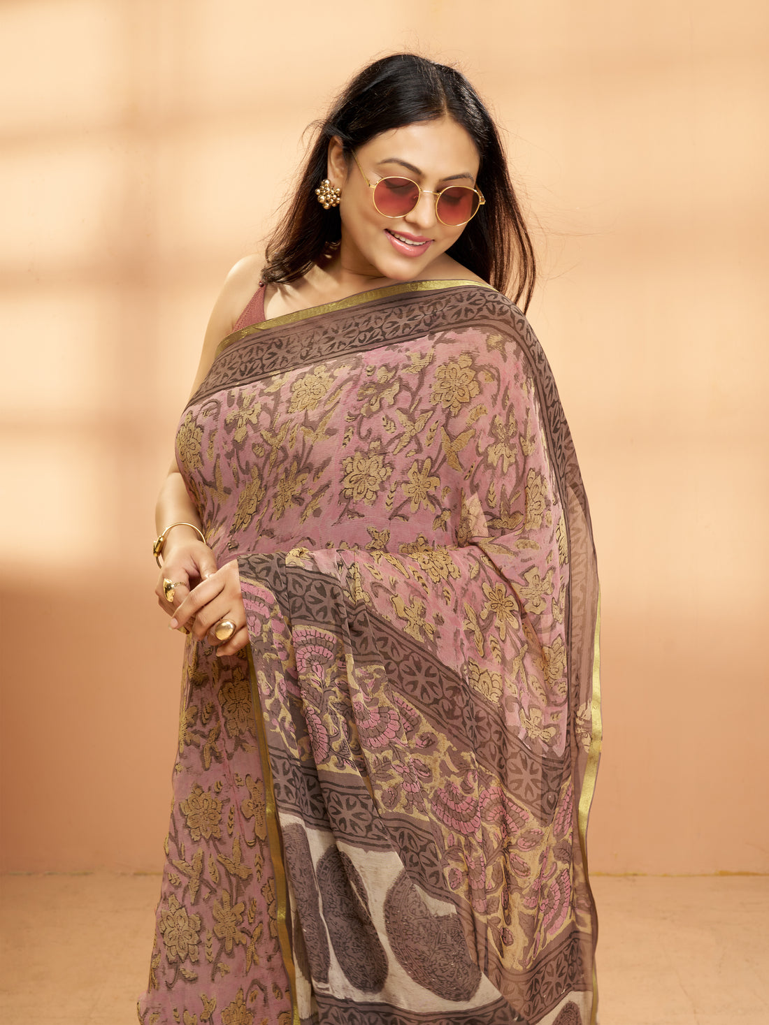 Hand Block Print Saree | Pure Chiffon