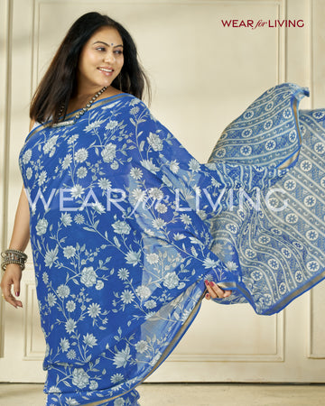 Zari Boarder Mulmul Cotton Liva Digital Printed Saree