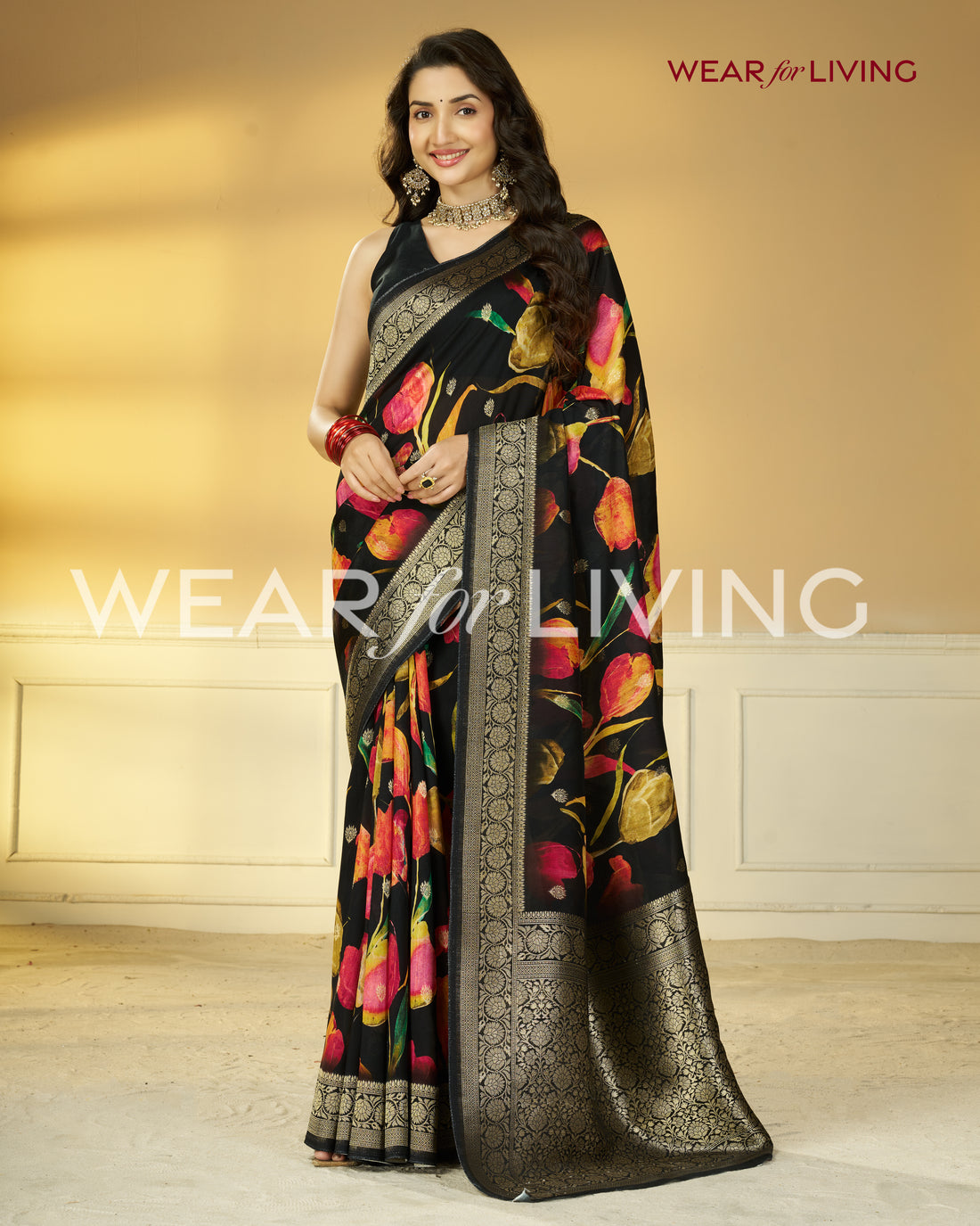 TUSSAR PURE VISCOSE SILK FLORAL PRINT SAREE