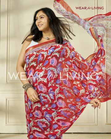 Hand Block Print Saree | Pure Chiffon