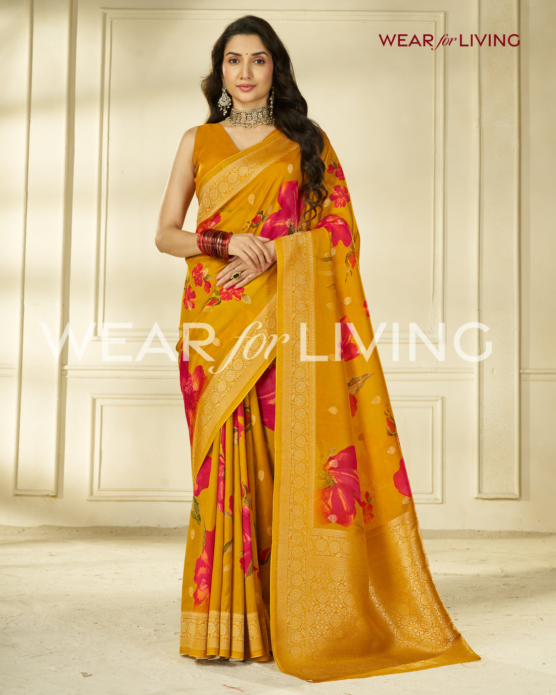 TUSSAR PURE VISCOSE SILK FLORAL PRINT SAREE