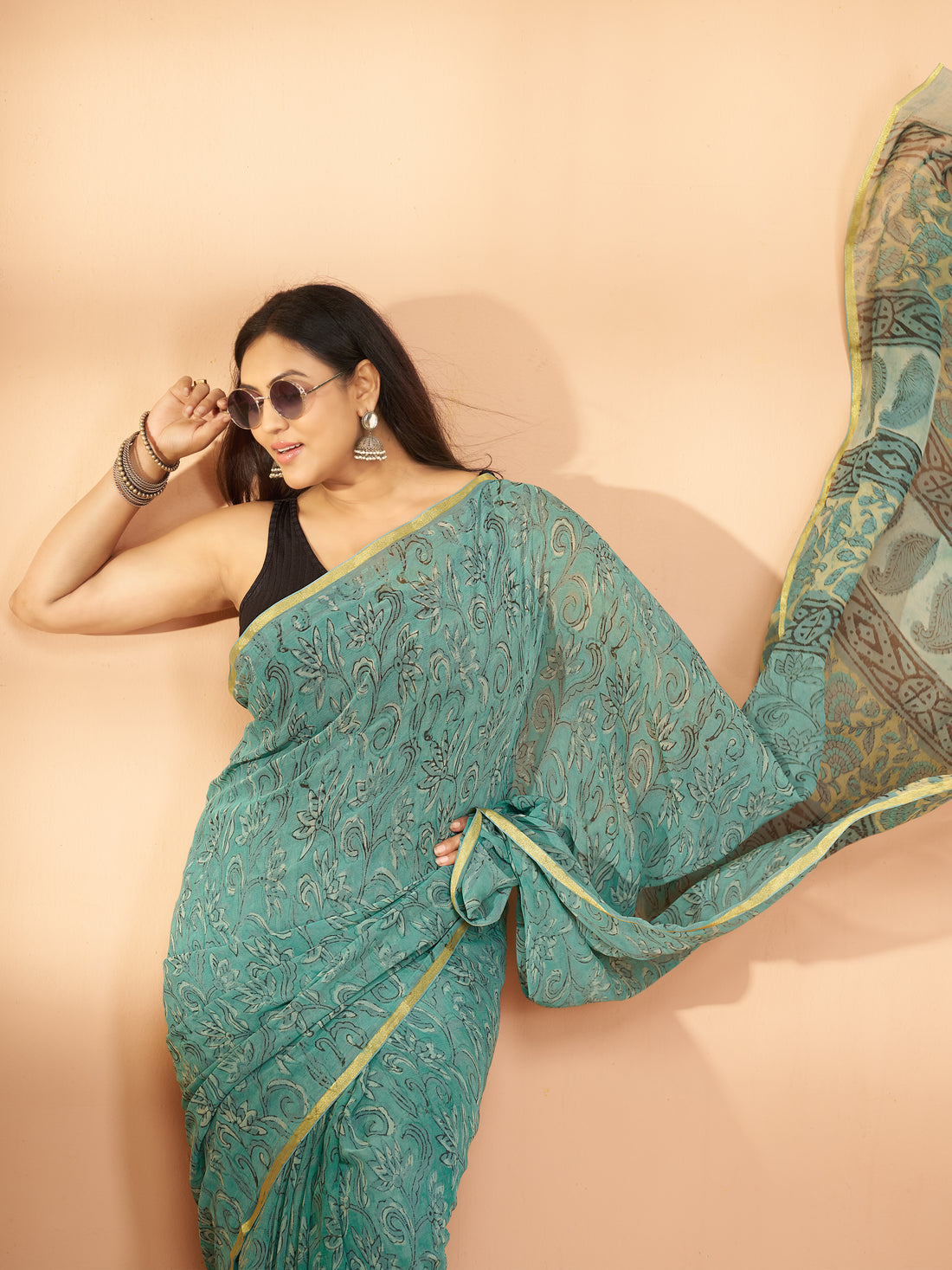 Hand Block Print Saree | Pure Chiffon