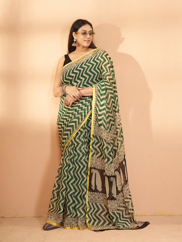Hand Block Print Saree | Pure Chiffon