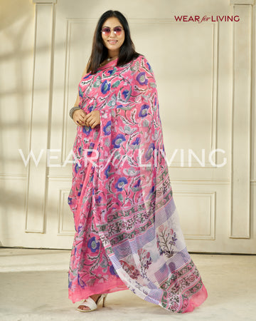 Hand Block Print Saree | Pure Chiffon