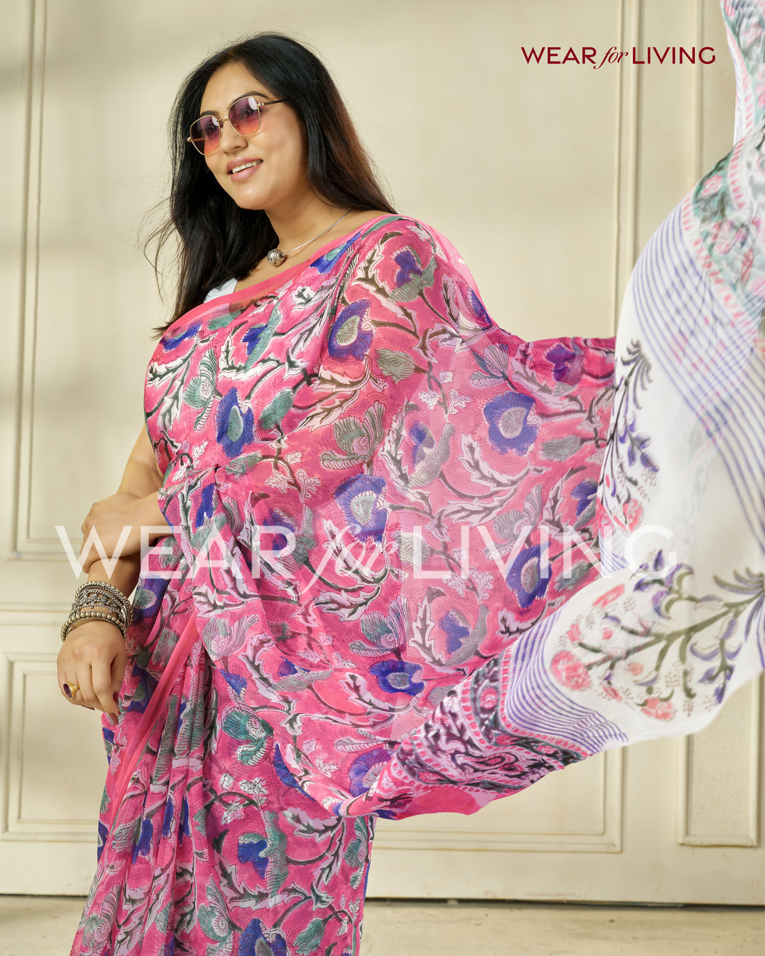 Hand Block Print Saree | Pure Chiffon