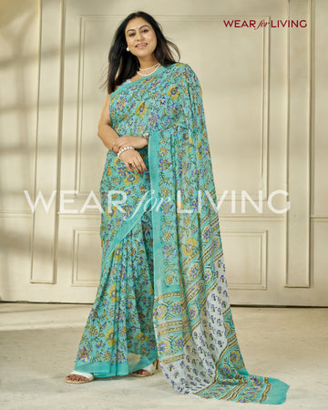 Hand Block Print Saree | Georgette
