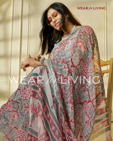 Hand Block Print Saree | Pure Chiffon
