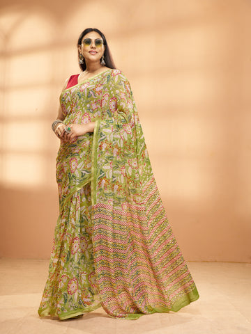 Hand Block Print Saree | Pure Chiffon