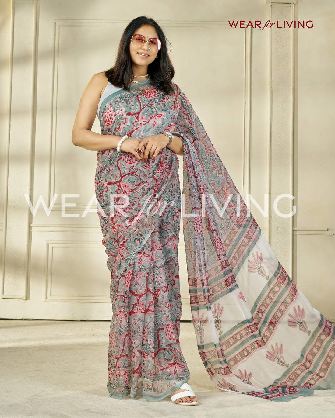 Hand Block Print Saree | Pure Chiffon