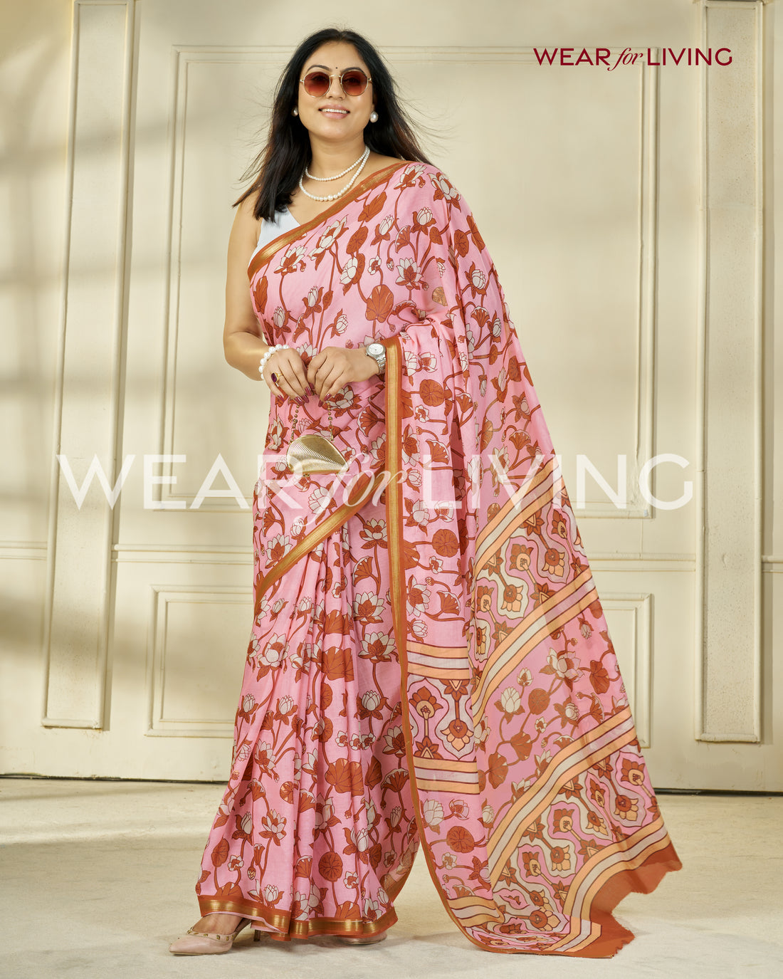 Zari Boarder Mulmul Cotton Liva Digital Printed Saree