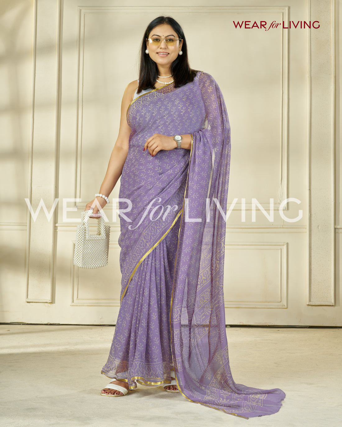 Hand Block Print Saree | Pure Chiffon