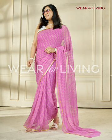 Hand Block Print Saree | Pure Chiffon