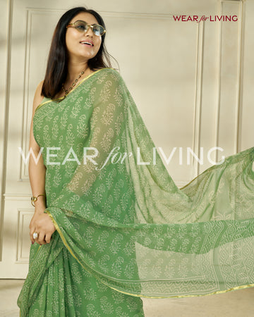 Hand Block Print Saree | Pure Chiffon