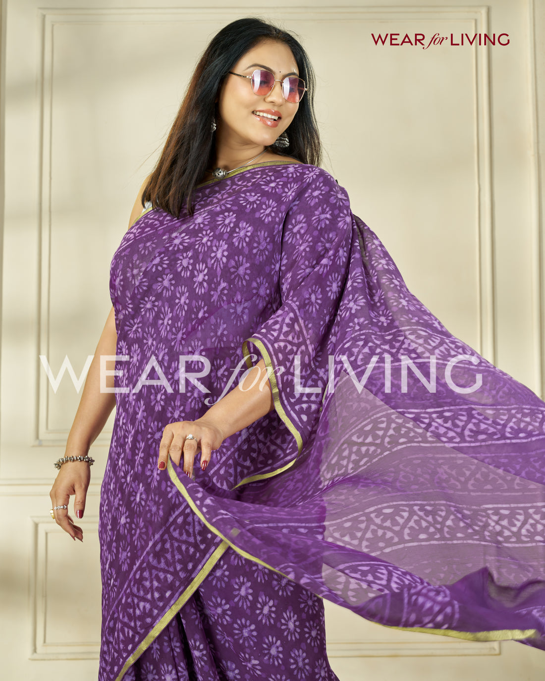 Hand Block Print Saree | Pure Chiffon