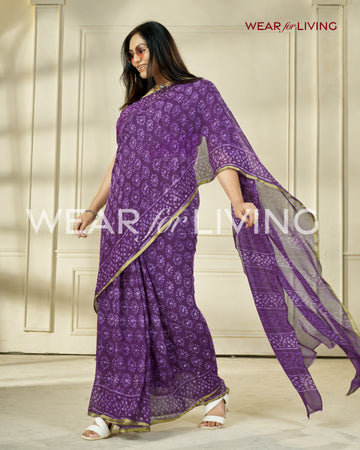 Hand Block Print Saree | Pure Chiffon