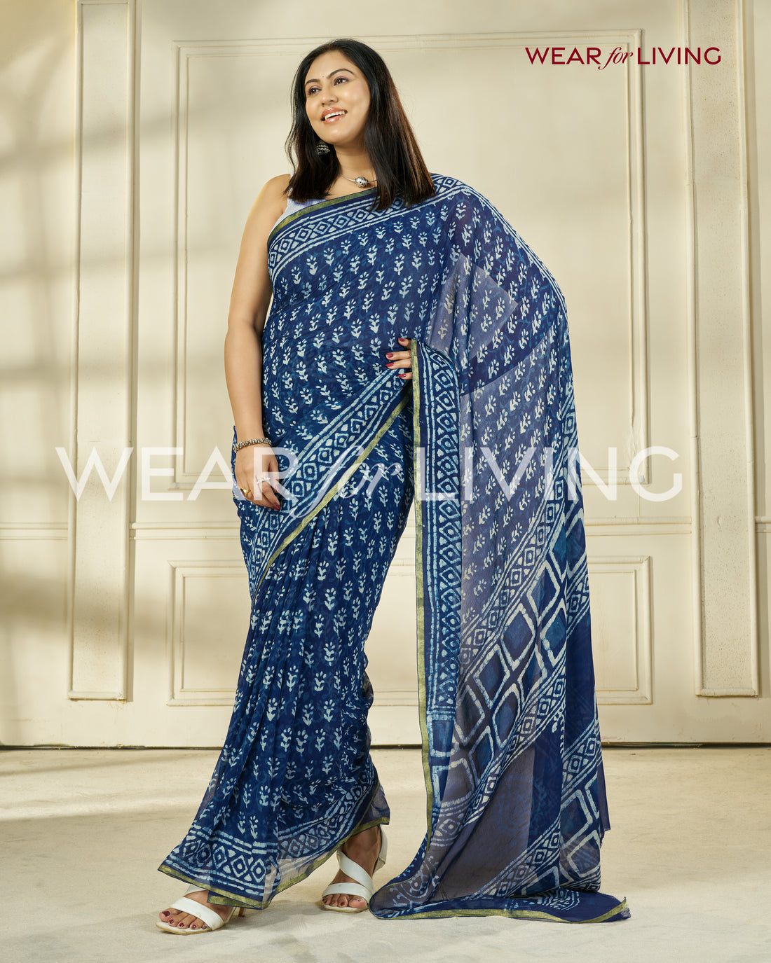 Hand Block Print Saree | Pure Chiffon