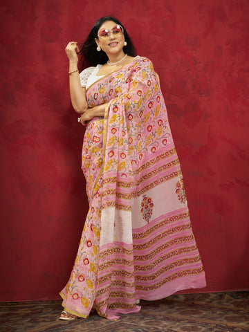 Hand Block Print Saree | Pure Chiffon