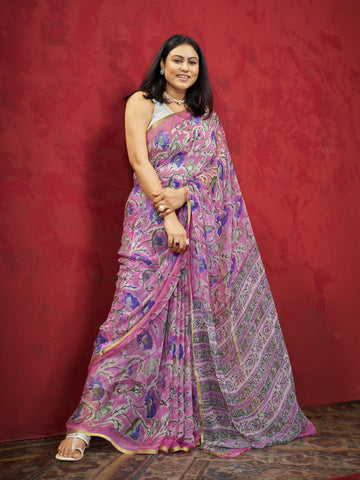 Hand Block Print Saree | Pure Chiffon