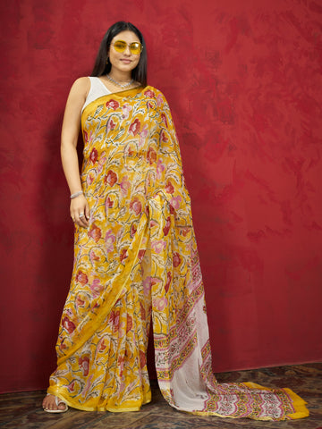 Hand Block Print Saree | Pure Chiffon