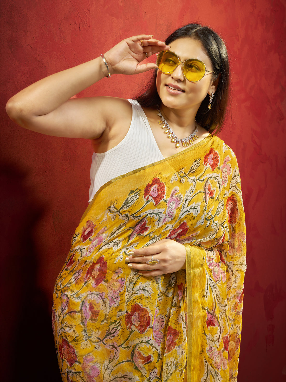 Hand Block Print Saree | Pure Chiffon