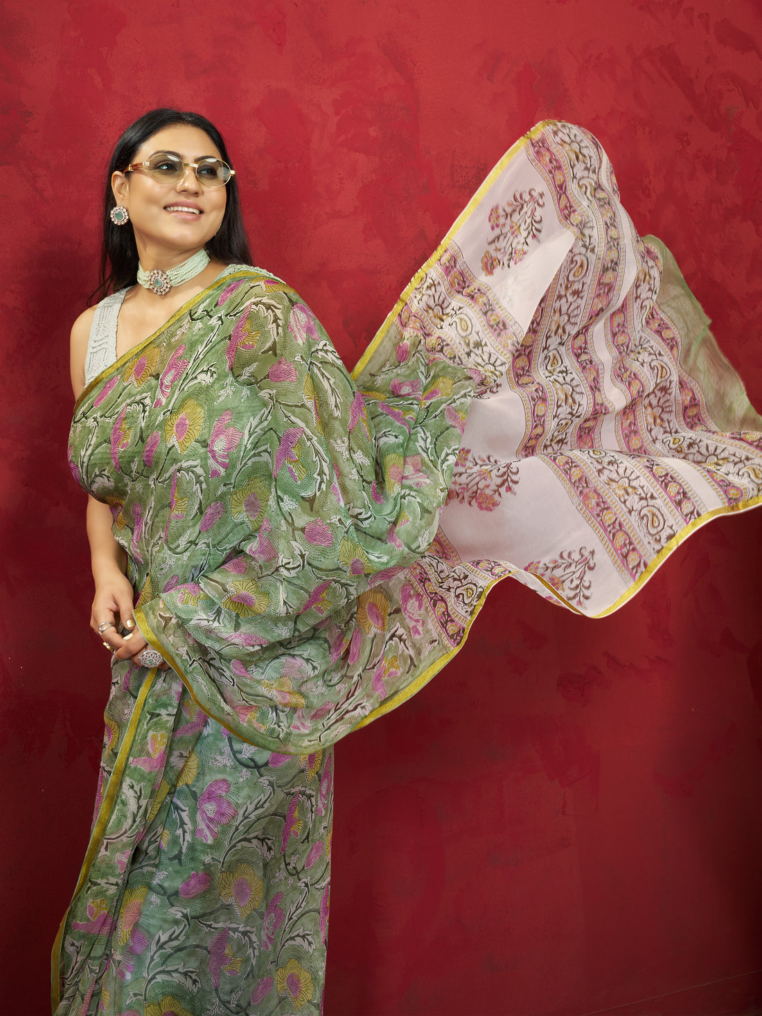 Hand Block Print Saree | Pure Chiffon