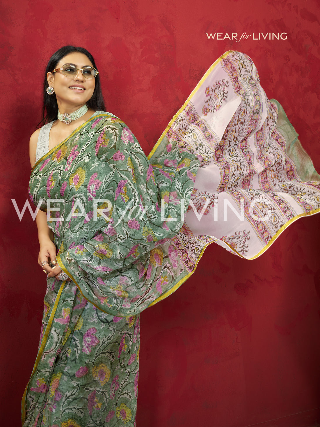 Hand Block Print Saree | Pure Chiffon
