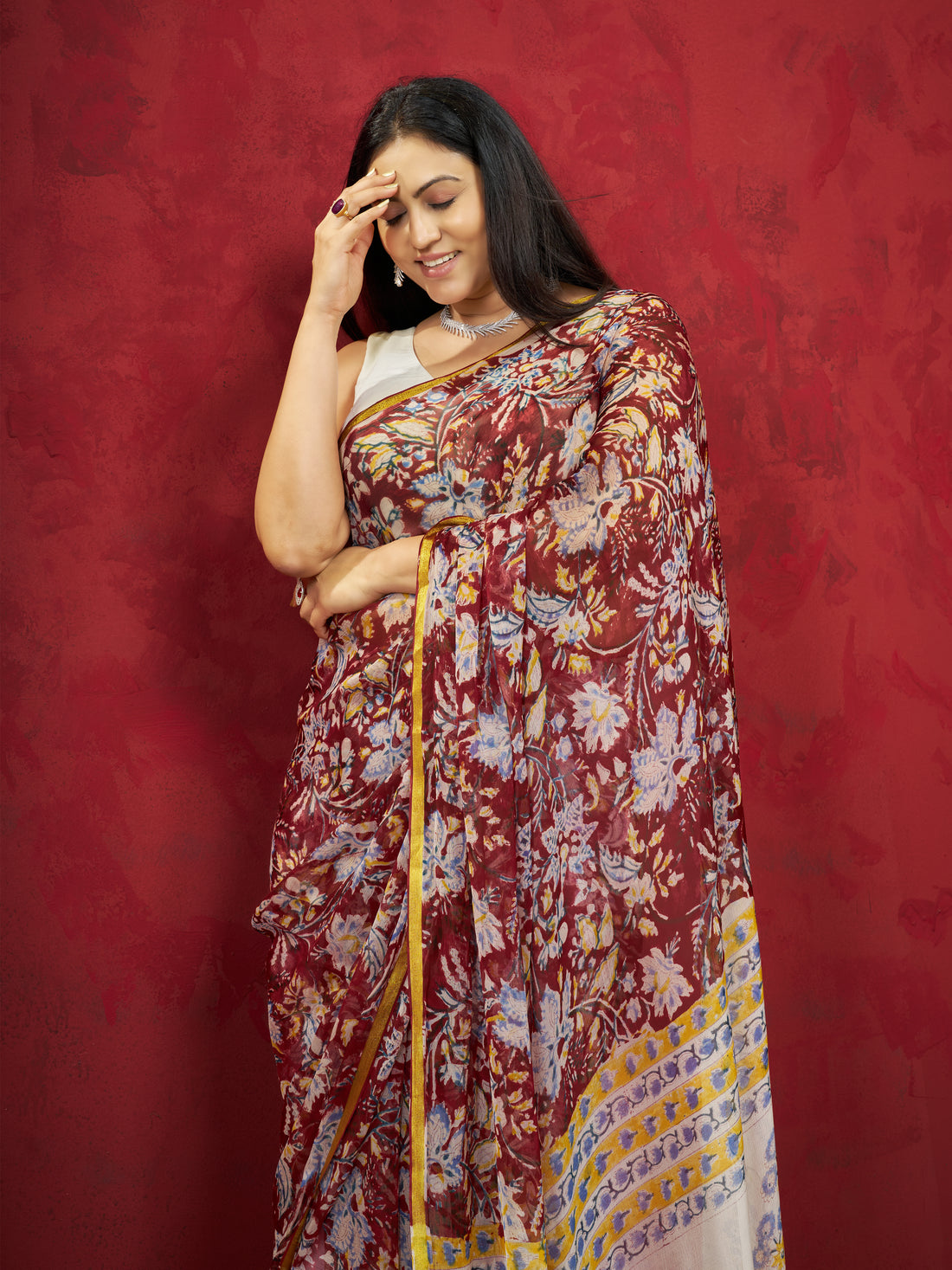 Hand Block Print Saree | Pure Chiffon
