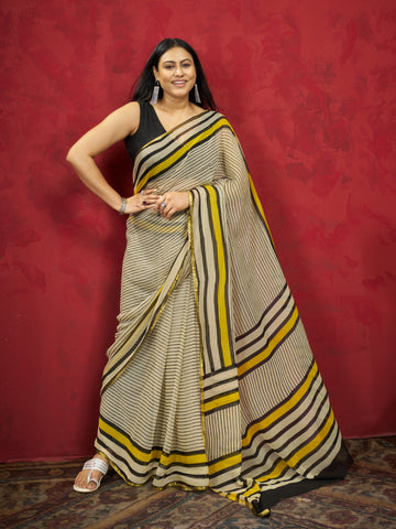 Hand Block Print Saree | Pure Chiffon