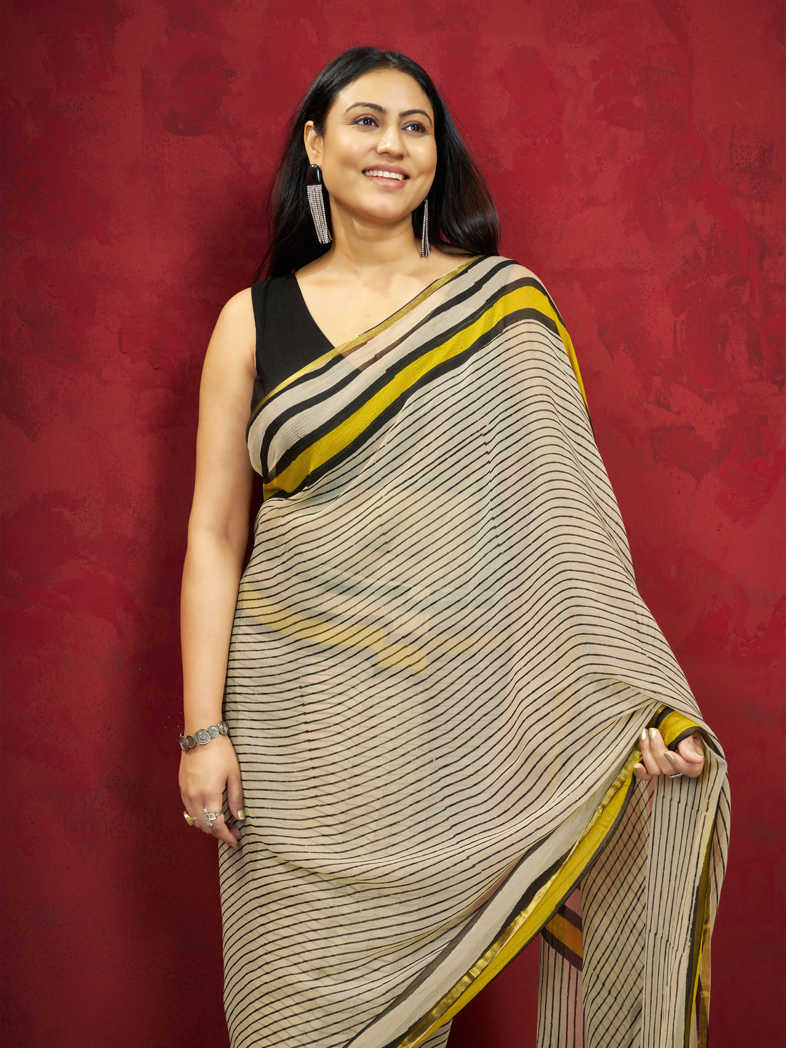 Hand Block Print Saree | Pure Chiffon